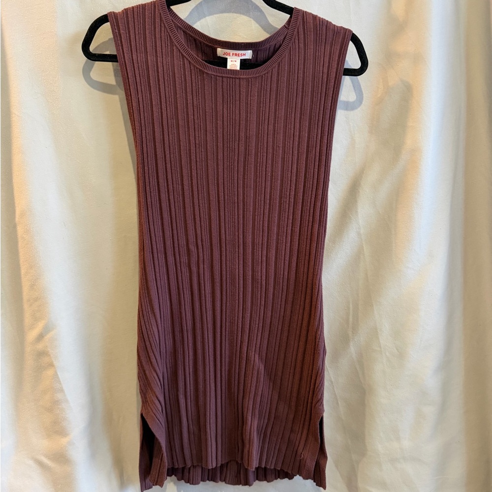 Joe Fresh Women’s Sleeveless Ribbed Top Tunic in Plum Size M
